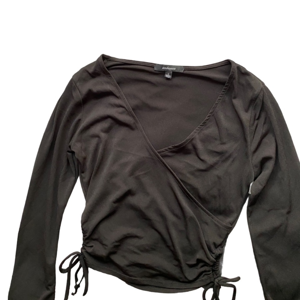 Black Long Sleeve Drawstring Top - image 2